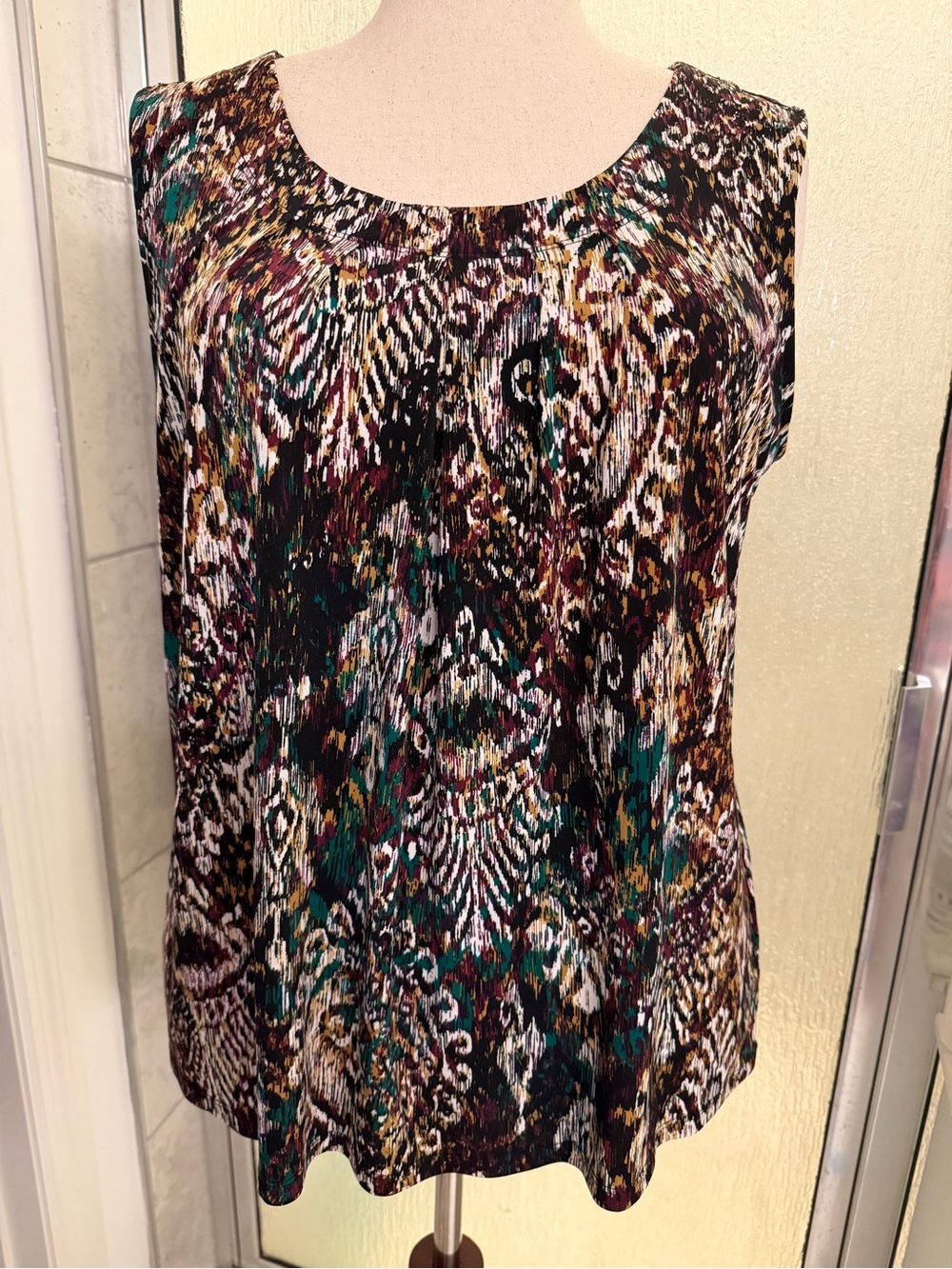 Jones Studio Plus Size 2X Abstract Paisley Sleeveless Blouse Top EUC $18